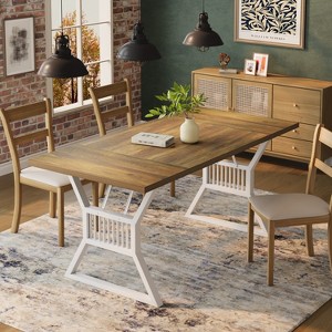 Dining Table, 70.8" Dining Room Tables for 7-8 People, Rectangle kitchen table，MDF Tabletop ,Industrial Farmhouse Style - 1 of 4