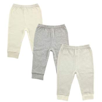Luvable Friends Baby and Toddler Cotton Pants 3pk, Neutral Gray Stripe