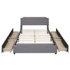 Queen Size Upholstered Platform Bed with Stud Trim Headboard and 4 Drawers - 3 of 4