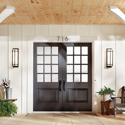 Camden 22.5" Gray Iron Outdoor Wall Light with White Cylinder Shade