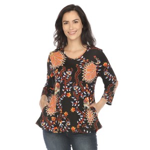 White Mark Women's Vibrant Boho Swing Top - 1 of 4