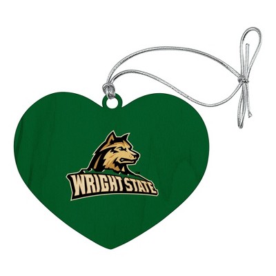 Wright State Primary Logo Heart Love Wood Christmas Tree Holiday Ornament