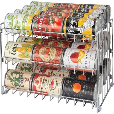 3 Tier Can Organizer | Canned Food Storage Rack | Kitchen Cabinet and Pantry Organization | Holds 36 Cans | Space Saving | Chrome