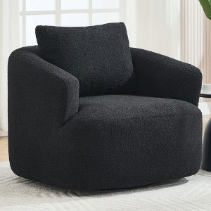 Resenkos 360 Swivel Accent Chair, Plush Teddy Fleece Upholstery with Included Pillow - No Assembly Required, - 1 of 4
