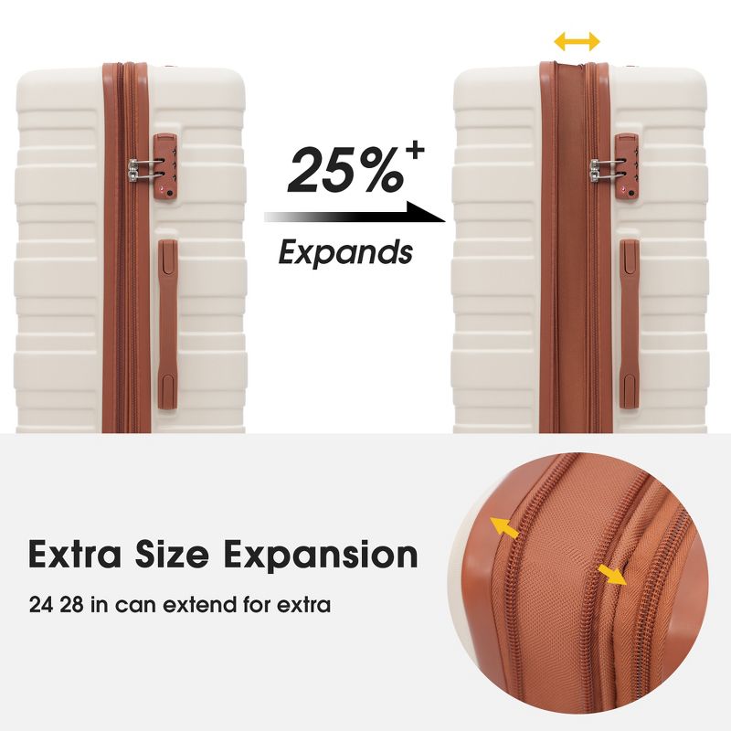 3 PCS Luggage Set, Hardside Expanable Spinner Suitcase with TSA Lock (20/24/28)-ModernLuxe, 4 of 6