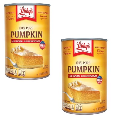 Libby's 100% Pure Canned Whole Pumpkin Mix All Natural No Preservatives, 15 oz, 3.5 Servings (Pack of 2)