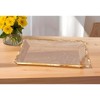 HomeRoots 14" Clear and Gold Bubble Glass Scalloped Rim Rectangular Tray - 2 of 4