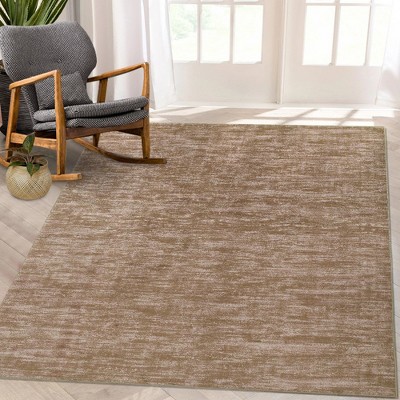 Modern Solid Area Rug Washable Rug Stain Resistant Non-Slip Rug for Living Room Bedroom, 5'x7' Brown