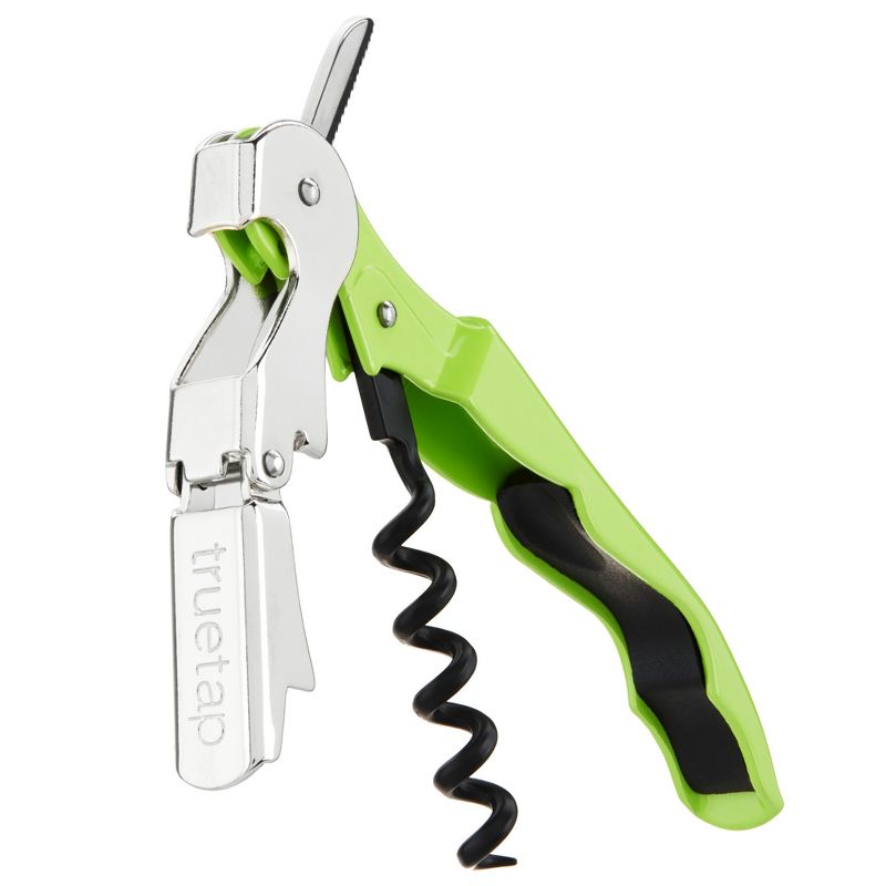 True TrueTap Lime Green Double Hinged Waiter’s Corkscrew, Stainless Steel Wine Key with Foil Cutter, 1 of 6