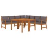 vidaXL Patio Dining Set Outdoor Furniture with Cushions Solid Wood Acacia - 2x Bench + Corner + 2x Middle + 2x Table - Dark Gray - 3 of 4