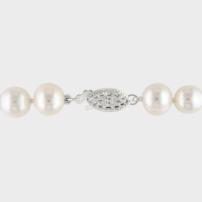 8mm Cultured Freshwater Pearl Strung Bracelet with Fisheye Clasp in Sterling Silver - 7.25&#34; - White, 3 of 4