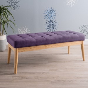 CAVINAS Modern Button Tufted Ottoman Bench with Natural Wood Legs,Rectangular Ottoman Stool for Living Room - 1 of 4