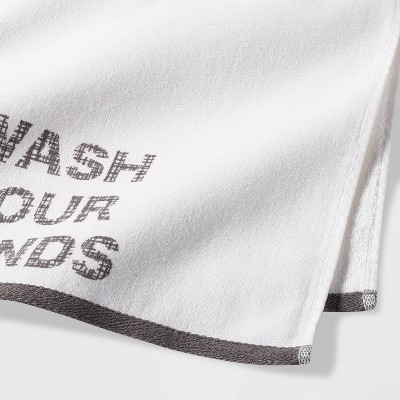 Wash Your Hands Flat Woven Hand Towel White/Gray - Room Essentials&#8482;_2