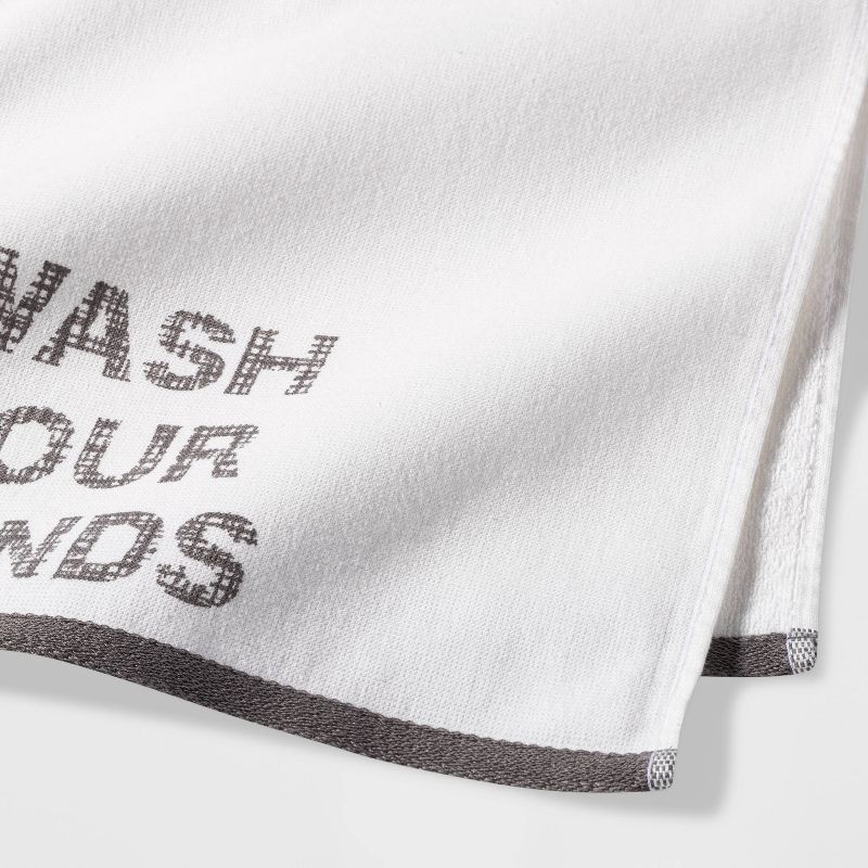 Wash Your Hands Flat Woven Hand Towel White/Gray - Room Essentials&#8482;, 2 of 3