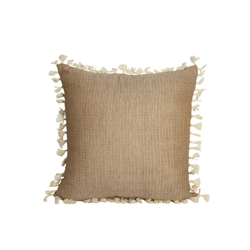 Hand Woven Reversible Throw Pillow Brown Cotton With Polyester Fill by Foreside Home & Garden, 1 of 7
