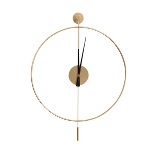 YIYIBYUS 23.6" Classical Large Decorative Wall Clock with Pendulum, Modern Non-Ticking Silent Metal Wall Clocks for Living Room, Bedroom - 1 of 4