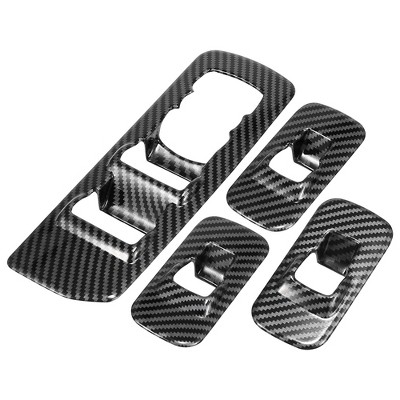 Unique Bargains Window Lift Switch Panel Trim Cover for Ford F150 2015-2018 Black Carbon Fiber 4pcs