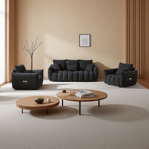 Teddy Fabric 3+1+1 Sofa Set with Cushions & Pillows - 1 of 4