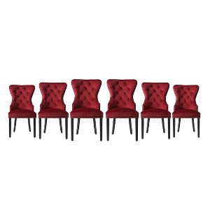 WestinTrends Wordford Velvet Upholstered Tufted Dining Chairs (Set of 6) - 1 of 4