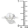 Slickblue Women's Floral Fleur Pearl Ring, White Shell Pearl Centerpiece, Rhodium Plated, Size 5-10 - 3 of 4