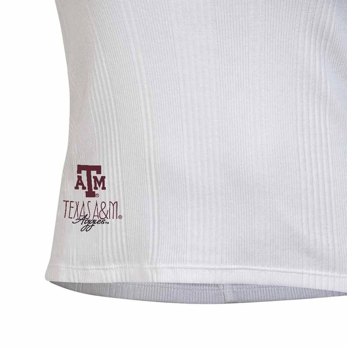 NCAA Texas A&M Aggies Women's White Ribbed Tank Top - thumbnail 3