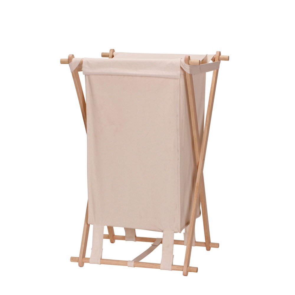 Household Essentials Wood X Frame Laundry Hamper: Multicolor, Removable Liner, Collapsible, Adult Assembly, 1 Compartment