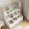 Kids Toy Storage, Bookshelf, with Cubbies, Drawers, Organizer Display Stand,  Toy Storage Cabinet for Kids Room, Classroom, Nursery, White - 4 of 4