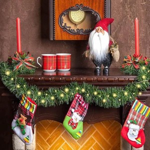 393.3 Inch Christmas Garland w/ 3 Warm Light Strings Artificial Pine Needles Garland Faux Pine Greenery Stems Twist Wired Tree Branches Wreath Tie - 1 of 4
