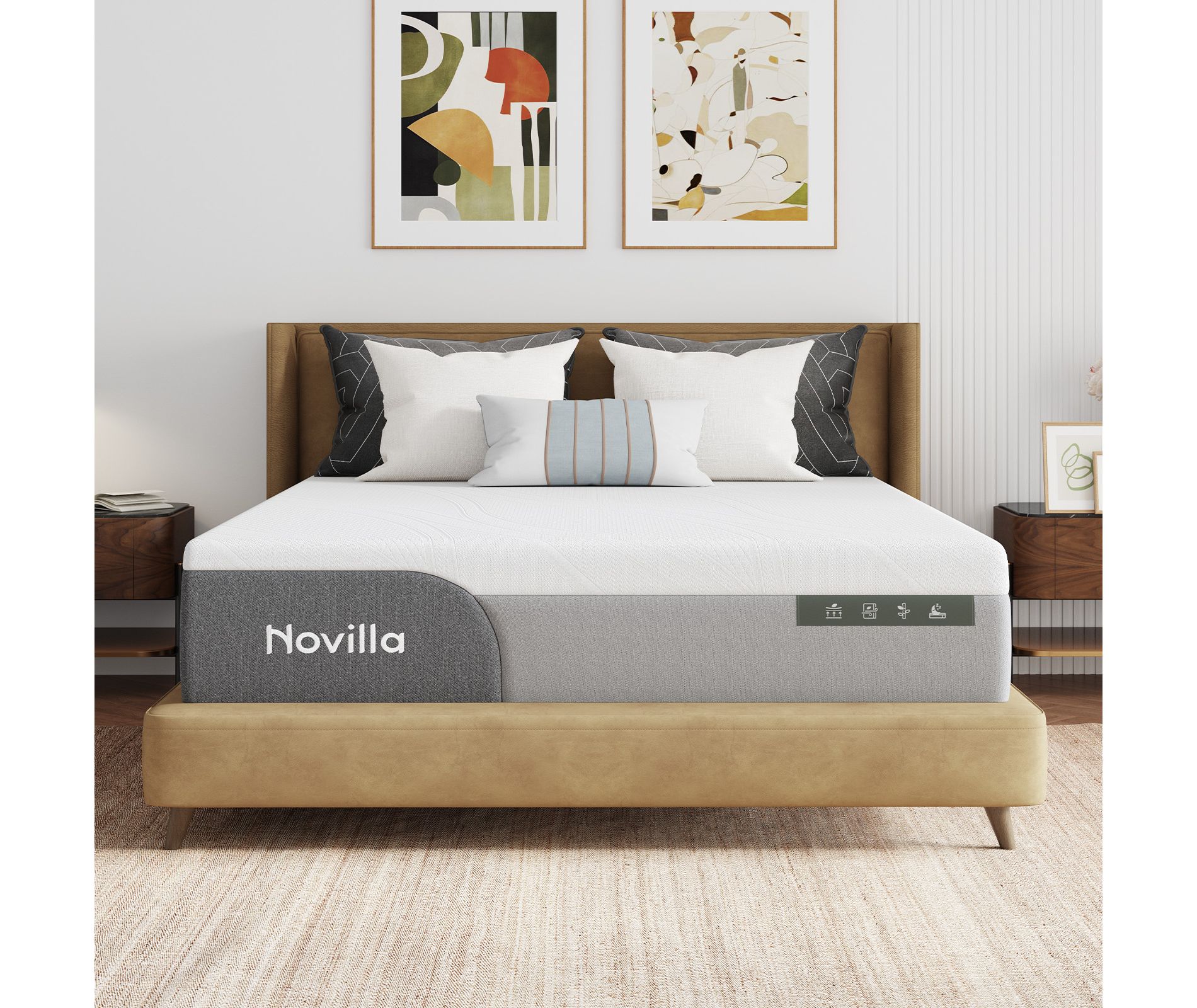 Novilla 10/12/14 inch Medium Cooling Gel Memory Foam Bed-in-a-Box Mattress for Pressure Relief