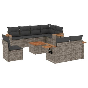 vidaXL Garden Sofa Set Grey Poly Rattan One size fits all Modular - 1 of 4