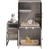 Litter Box Enclosure with Platform, Double Layer Hidden Furniture, Modern Villa Cat Cabinet with Ladder, Hammock & Metal Mesh Door,Washroom Cat House - 3 of 4