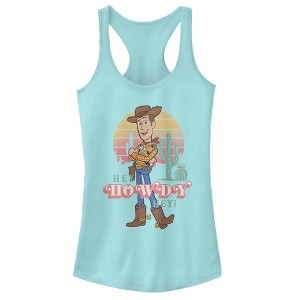 Juniors Womens Toy Story Hey Woody Racerback Tank Top - 1 of 3