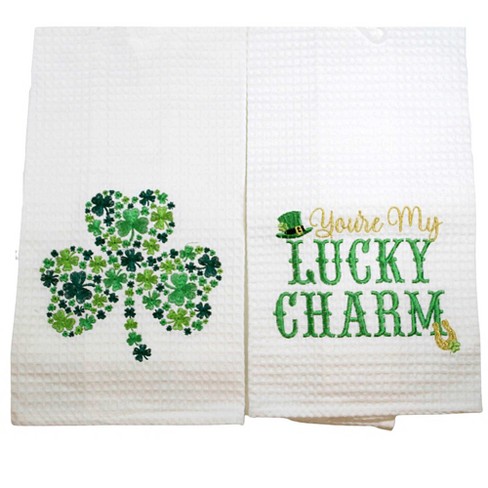 Shamrock Waffle Kitchen Towels Set of 2