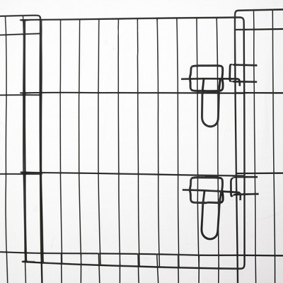 Satin Black Metal 8-Panel Folding Pet Playpen with Door