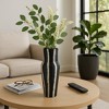 Contemporary Ribbed Metal Vase for Living Room Decor - Decorative Flower Vase Perfect for Bedroom, Home Accent, and Console Table Decor -12", Gray - 3 of 4