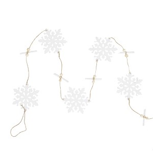Northlight 4' White Snowflakes on Jute Rope Hanging Christmas Garland - 1 of 4