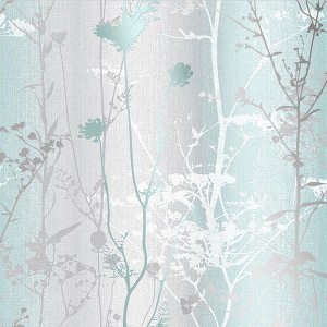 Wildflower Mint Green Floral Trees Paste the Wall Wallpaper - 1 of 4