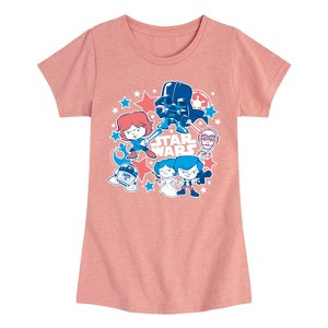 Girls' - Star Wars - Americana Stickers Fitted Short Sleeve Graphic T-Shirt - 1 of 4