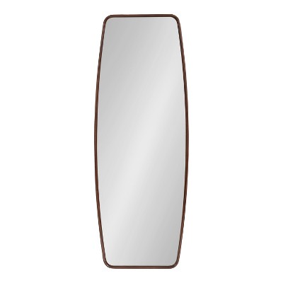 Bronze Barrel-Shaped Full Length Mirror with Wood Frame, 18x48