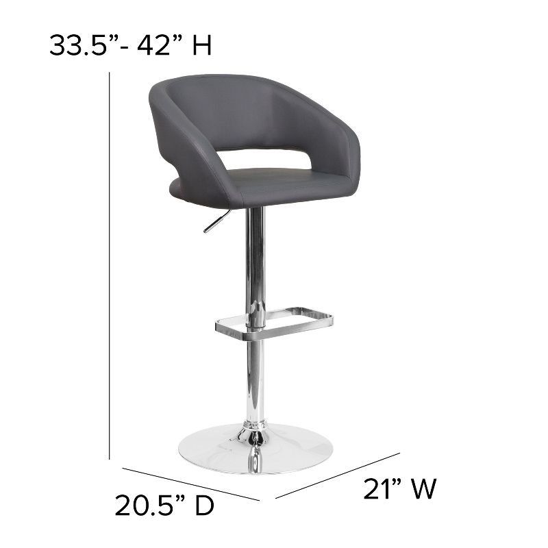 Flash Furniture Contemporary Vinyl Adjustable Height Barstool with Rounded Mid-Back, 5 of 12