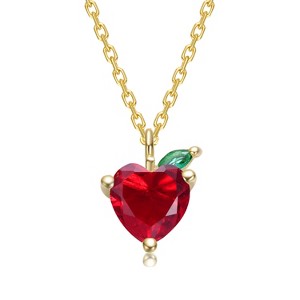 Guili 14K Gold Plated Necklace with Colored Cubic Zirconia Heart and Leaf Charms for a Sparkling, Playful Look - 1 of 2