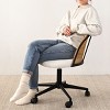 Rattan Home Office Chair,Adjustable Swivel Boucle Office Chair with Rattan Back,Upholstered Swivel Task Chair with Wheels-The Pop Home - 2 of 4