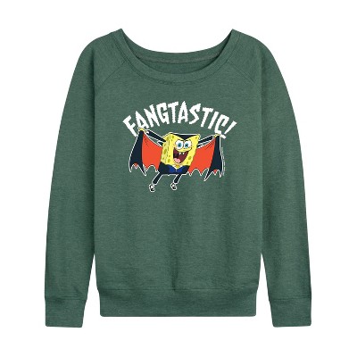 Women's - SpongeBob SquarePants - Fangastic Lightweight French Terry Wide Neck Long Sleeve Shirt