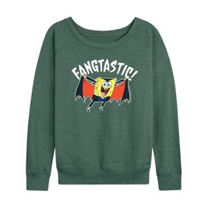 Women's - SpongeBob SquarePants - Fangastic Lightweight French Terry Wide Neck Long Sleeve Shirt - 1 of 4
