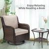 Outdoor Swivel Rocker Patio Chairs Set of 2 with Matching Side Table – 3-Piece High-Density Wicker Bistro Set with Premium Apricot Fabric Cushions - 3 of 4