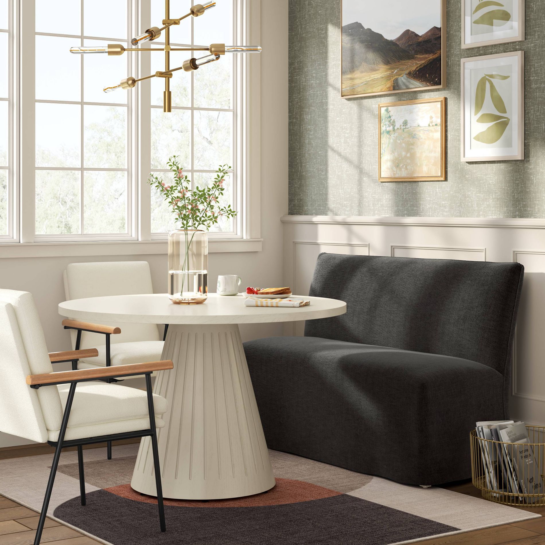 57" Jean Slipcovered Dining Banquette in Performance Textured Weave Caviar - Threshold™