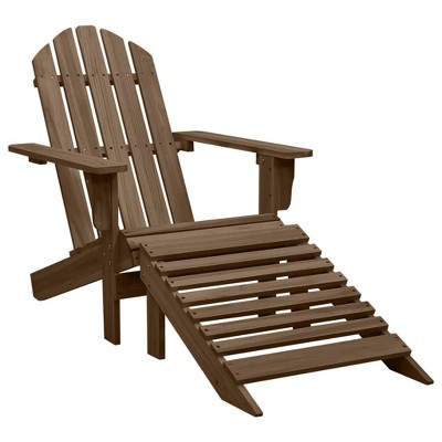 vidaXL Patio Chair with Ottoman Wood Brown