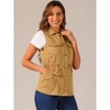 Allegra K Women's Solid Zip Up Sleeveless Utility Anorak Outwear Cargo Vest - 2 of 4