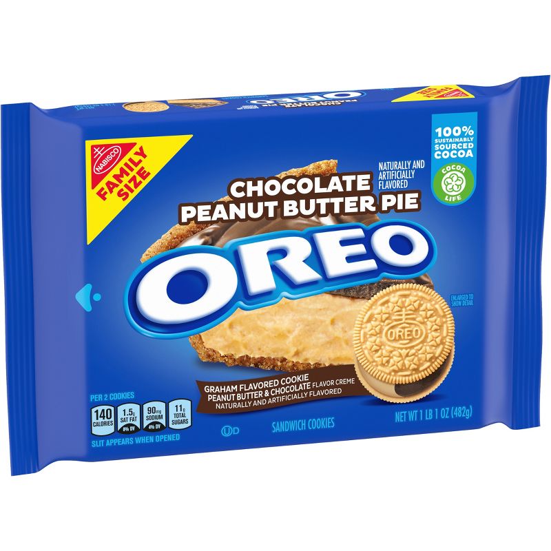 OREO Chocolate Peanut Butter Pie Sandwich Cookies Family Size - 17oz, 3 of 14