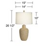 360 Lighting Delon 26 1/2" Tall Jar Farmhouse Rustic Country Cottage Table Lamp Brown Beige Terra Cotta Finish Single White Shade Living Room Bedroom - 4 of 4